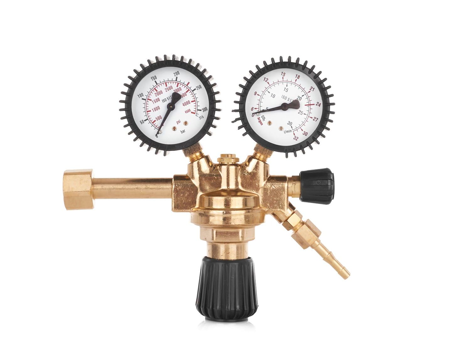BSD Regulador de Gas CO2/Argón 200 Bar con Manómetros, Control Preciso de Flujo y Presión, Ideal para Soldadura y Corte Profesional