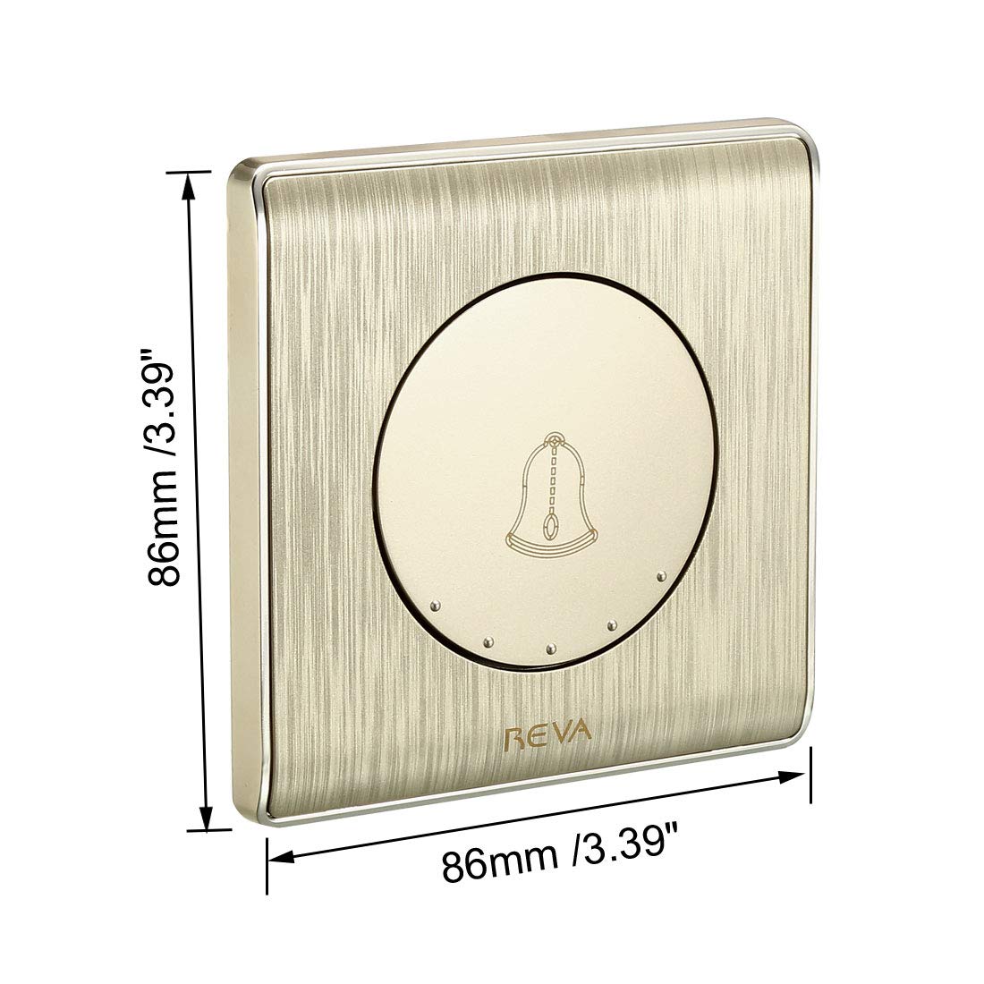 sourcing map Interrupteur sonnette porte Bouton réinitialisation 86x86 automatique motif cloche 250V