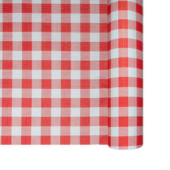 Thouy Nappe en Papier gaufré Vichy Rouge et Blanc en Rouleau 1,18 x 25 m