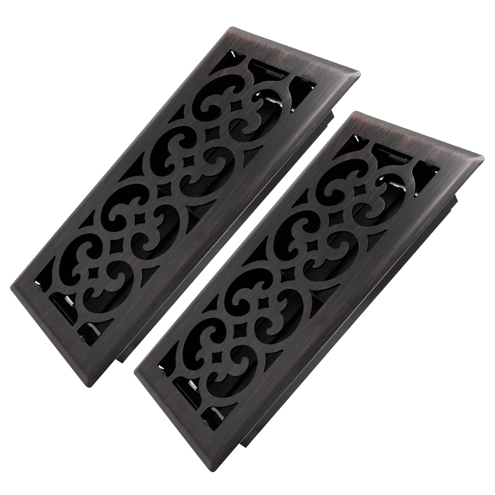 Howeall 4x10 Inches 2 Pack Heavy Duty Walkable Floor Register Easy Adjust Air Supply Lever Floor Vents - Charlotte Design - Vent Cover for Home Floor