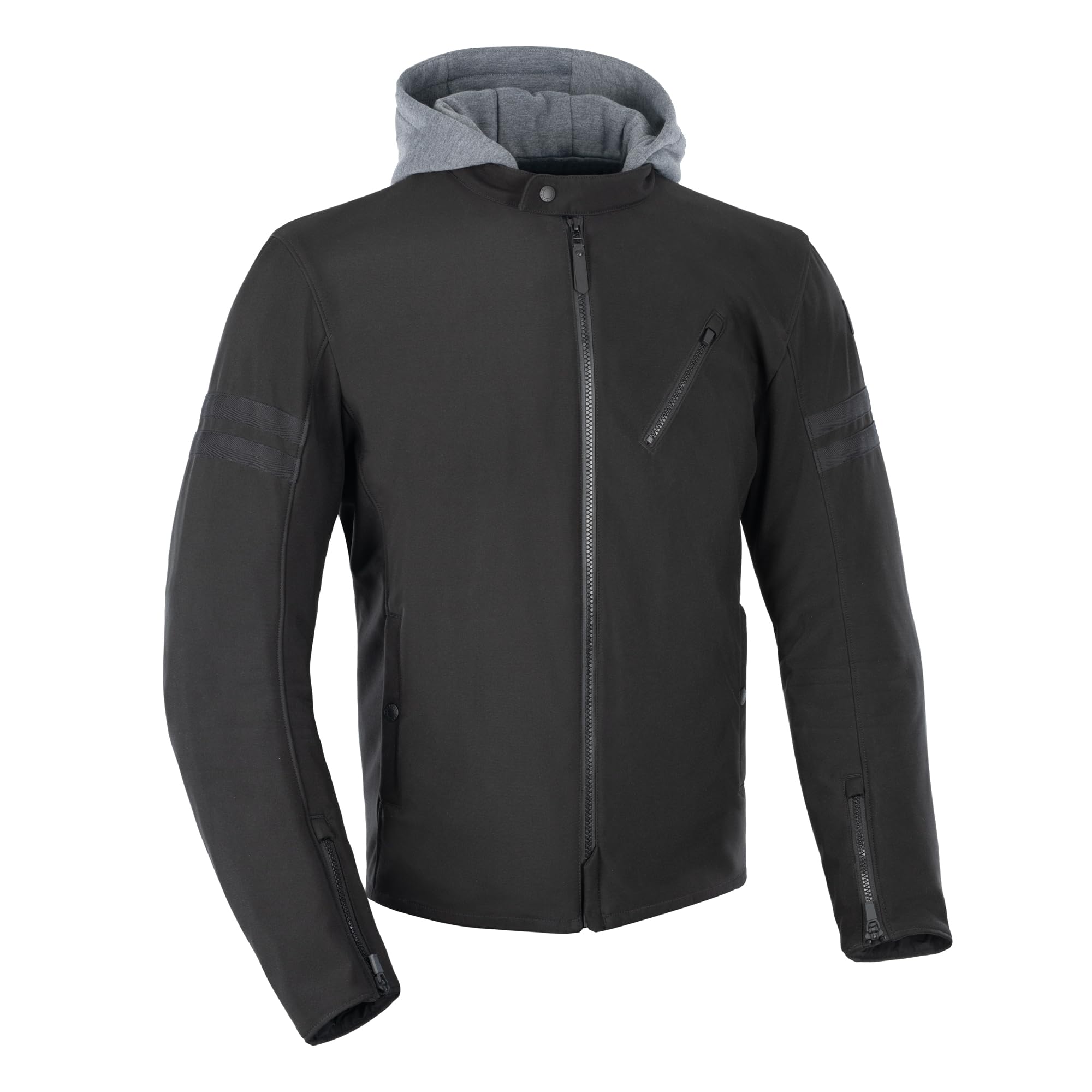 Oxford Men's Faringdon Hooded Motorcycle Jacket, Stealth Black, M