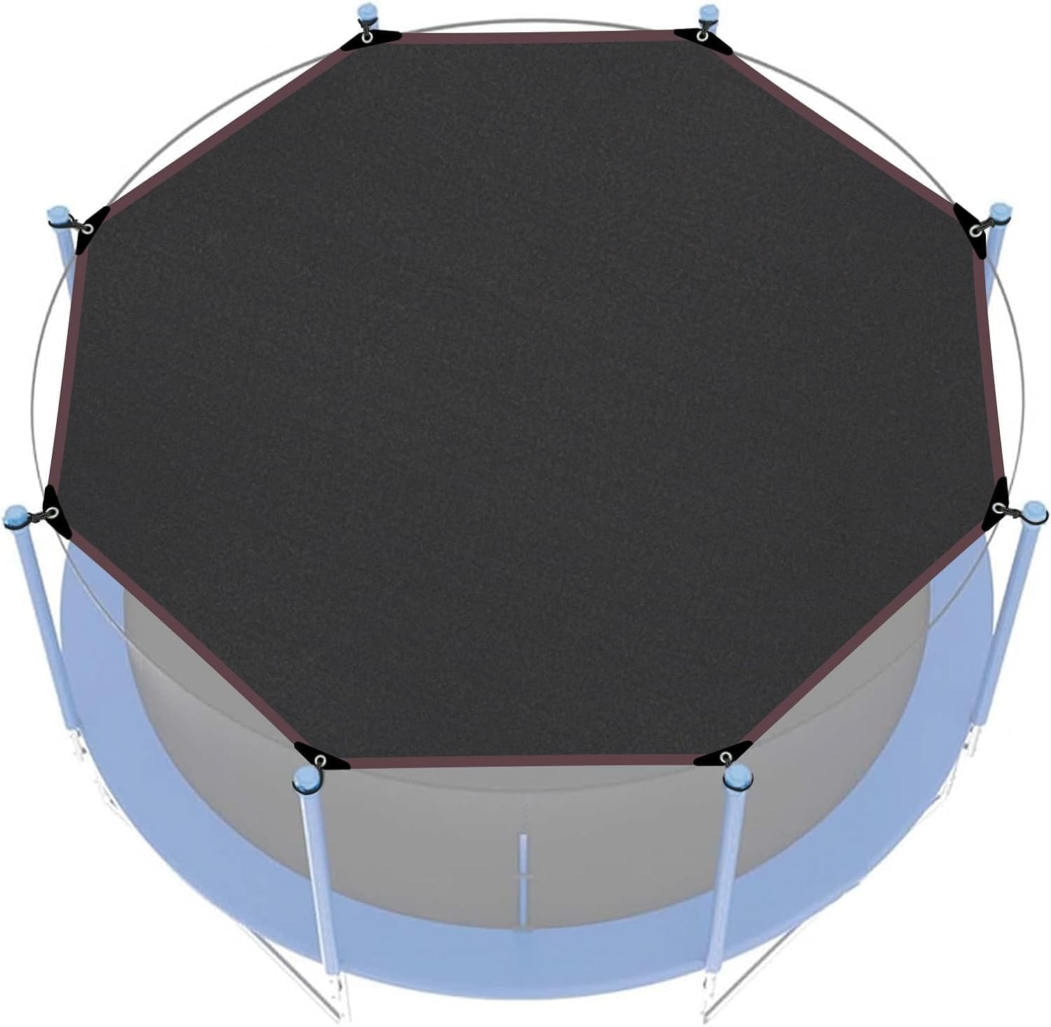 Trampoline Sun Protection Cover, Diameter 305 cm, Suitable for 8 Poles, UV-Resistant, Waterproof, Multifunctional Trampoline Protection Tool for Picnics, Backyards