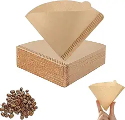 Filtro de Papel Cônico V60 N°02 para Café – Compatível com Coador HARIO V60-02 (100 unidades)(Marrom)