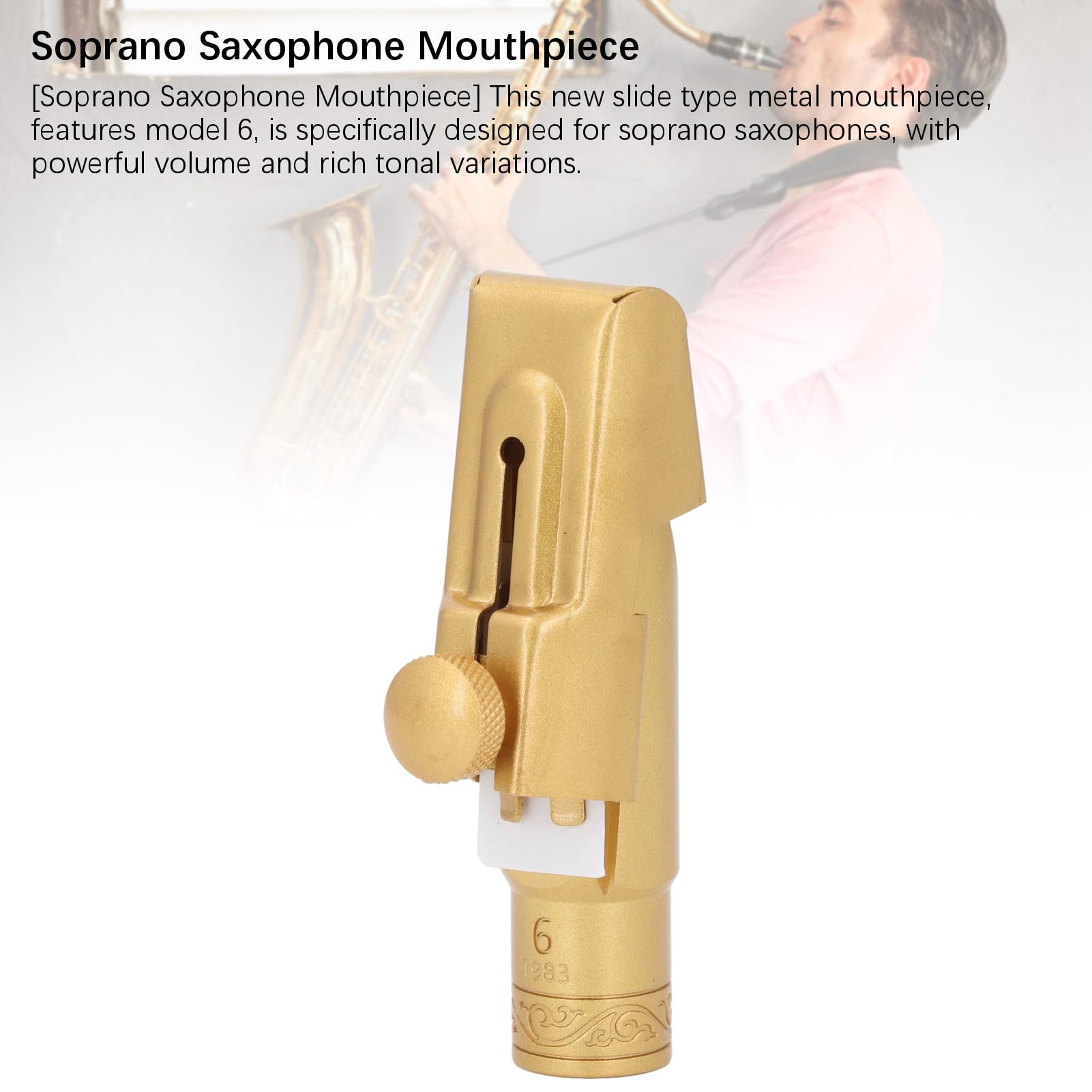 Bediffer Boquilla De Saxofón Soprano Modelo 6 Latón Chapado En Oro B Boquilla De Saxofón Soprano Plano Para Tonos Claros Y Toque Rápido, Para Saxofonistas Principiantes Y Profesionales, Oro