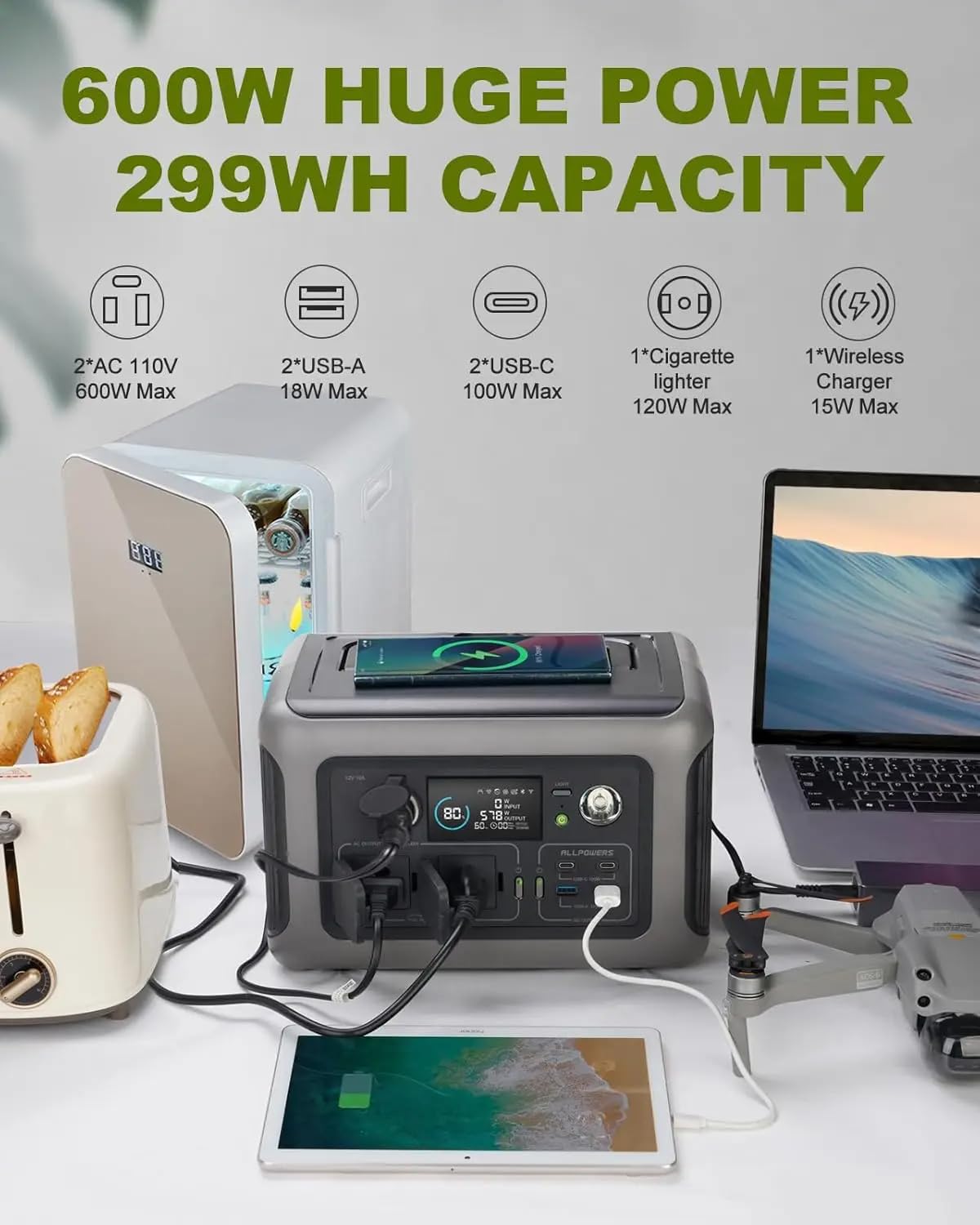Generador Solar Portatil Humpti R600 1200W para Casa y Acampada en Situaciones de Emergencia, Generador Eléctrico Portátil, Kit Emergencia Profesional
