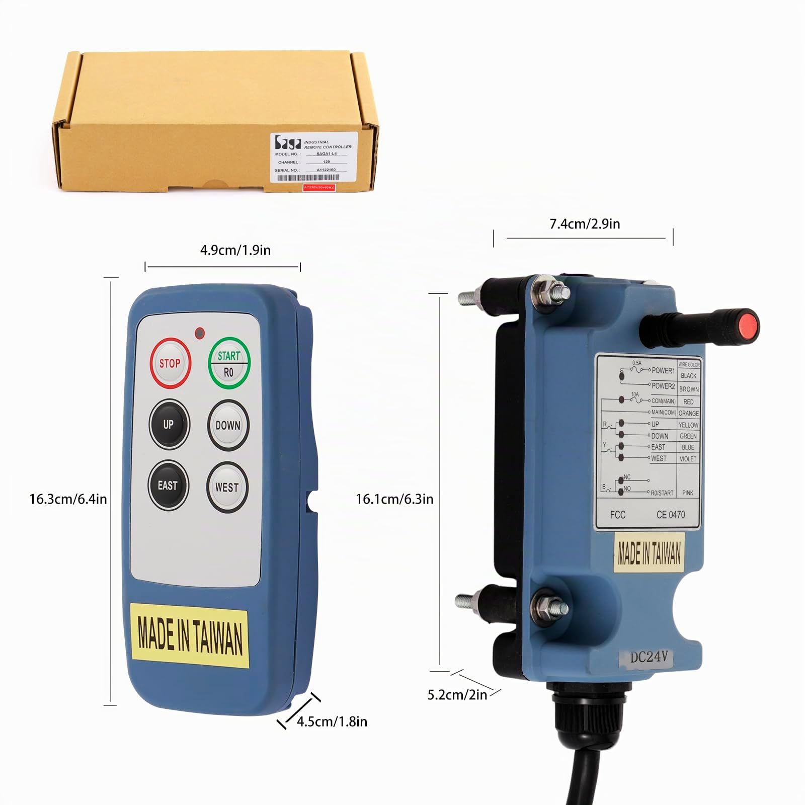 12V 24V 4 Kanäle Tasten Mini Drahtlose Kran Fernbedienung für Brückenkran Industrielle Elektrisch Hebezeug Winde Kippanhänger Funk Sender und Empfänger Saga L6