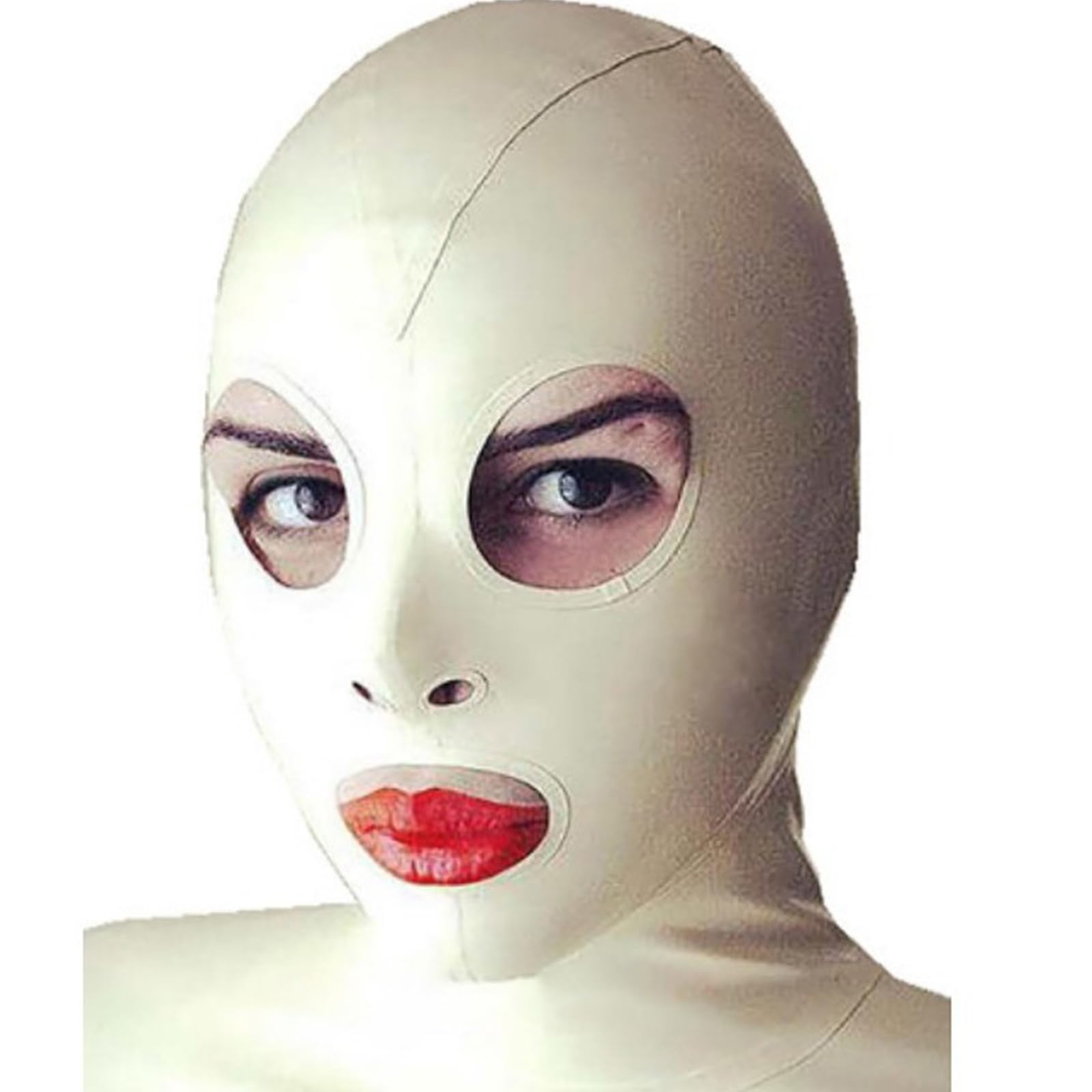DSPENGS BDSM Latex Hood Big Eyes Rubber Hood All Inclusive with Back Zipper Unisex for Cosplay Party Costume(Size:XL-70CM)