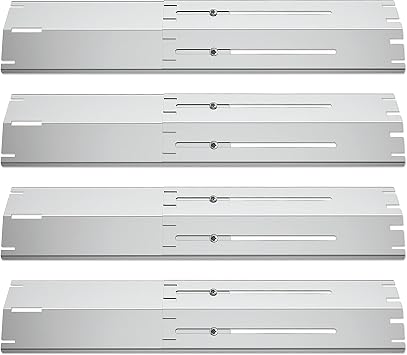 Heat Shield,Universal Burner Cover,Adjustable Flavorizer Bar,Stainless Steel Spare Parts, Adjustable from 34 cm to 53.3cm, Heat Diffuser Replacement,Flame Tamer for gas gill 4 Pack, Stainless steel
