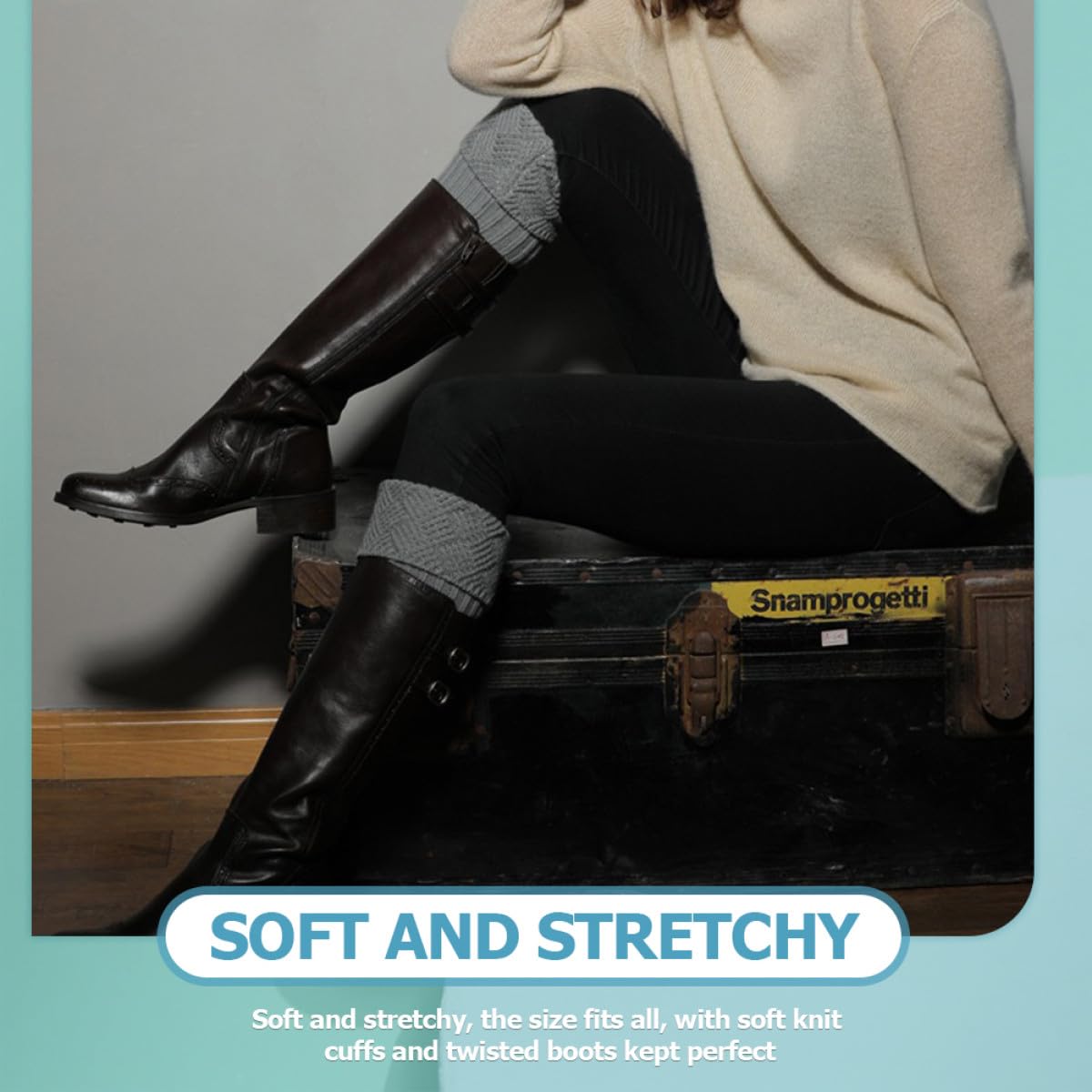 NOLITOY 4pares Leggings Cálidos Tejidos para Mujer Calentadores de Piernas Cortos Invierno Calentador de Piernas Calcetines para Botas