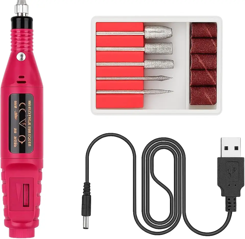 Lixa Elétrica de Unha para Manicure Profissional e Cuidados Pessoais - Acessórios Para Lixar Unhas Gel Motor Motorzinho Bivolt USB – Velocidade 3 000/20000 RPM Ajustáveis, Uso diário, Cores Variadas