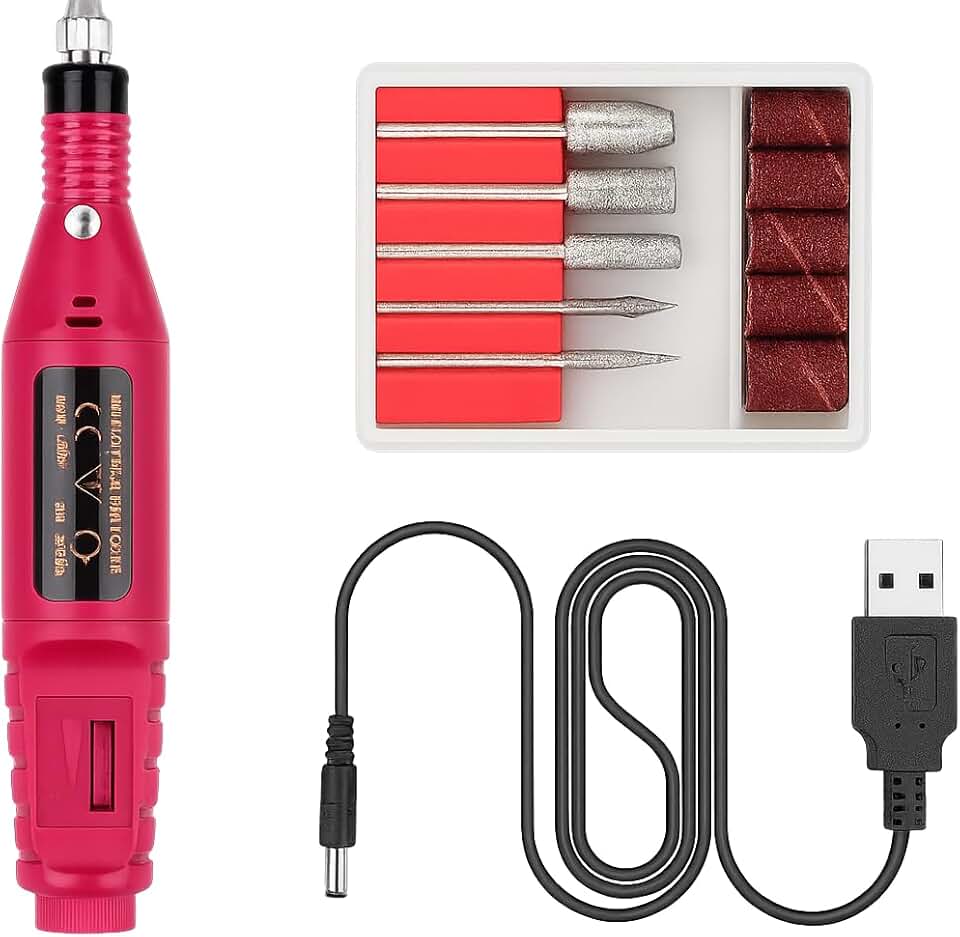 Lixa Elétrica de Unha para Manicure Profissional e Cuidados Pessoais - Acessórios Para Lixar Unhas Gel Motor Motorzinho Bivolt USB – Velocidade 3 000/20000 RPM Ajustáveis, Uso diário, Cores Variadas