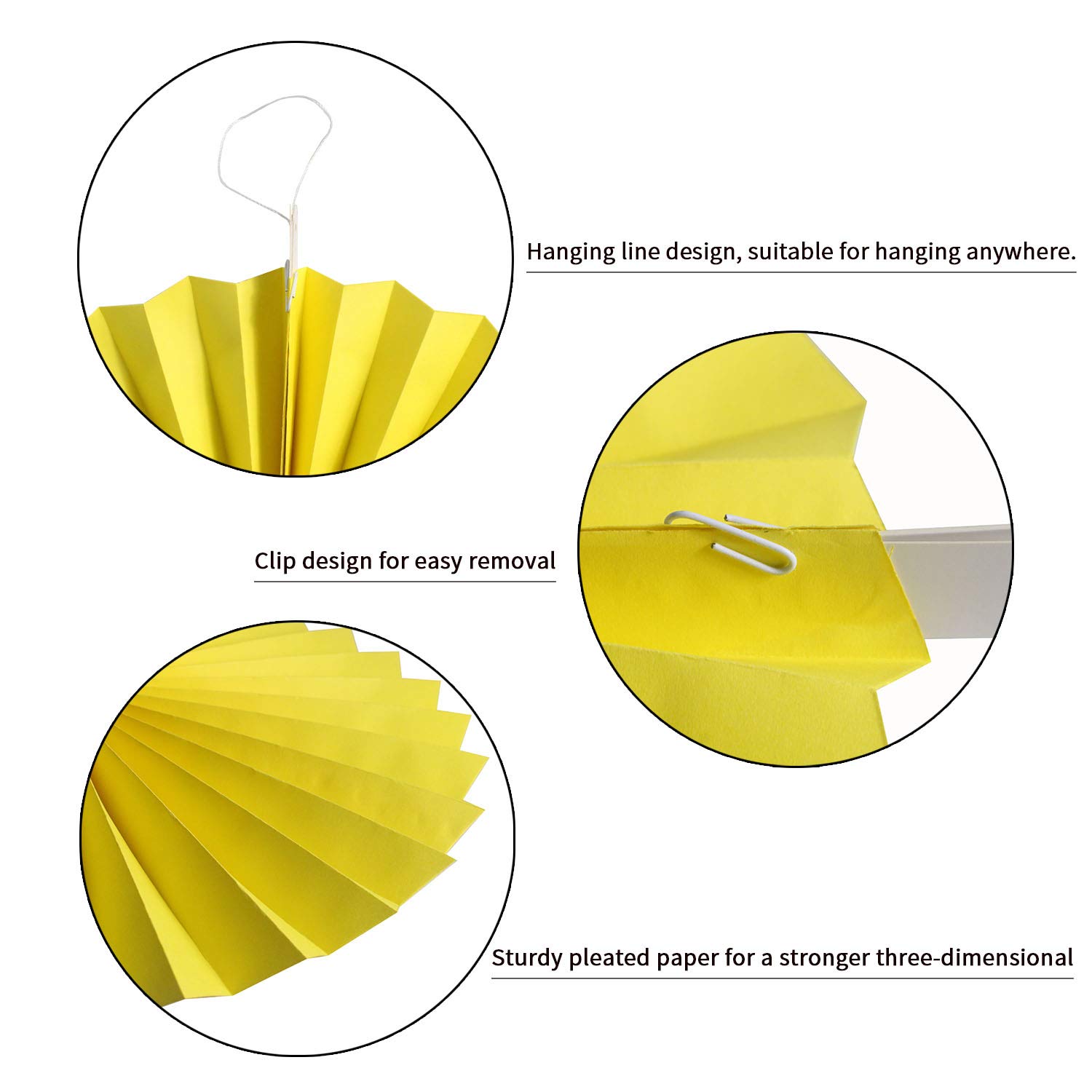 Zilue Hanging Yellow Paper Fans Decoration Kit Round Paper Garlands for Wedding Birthday Party Baby Showers Events Accessories Set of 6 1