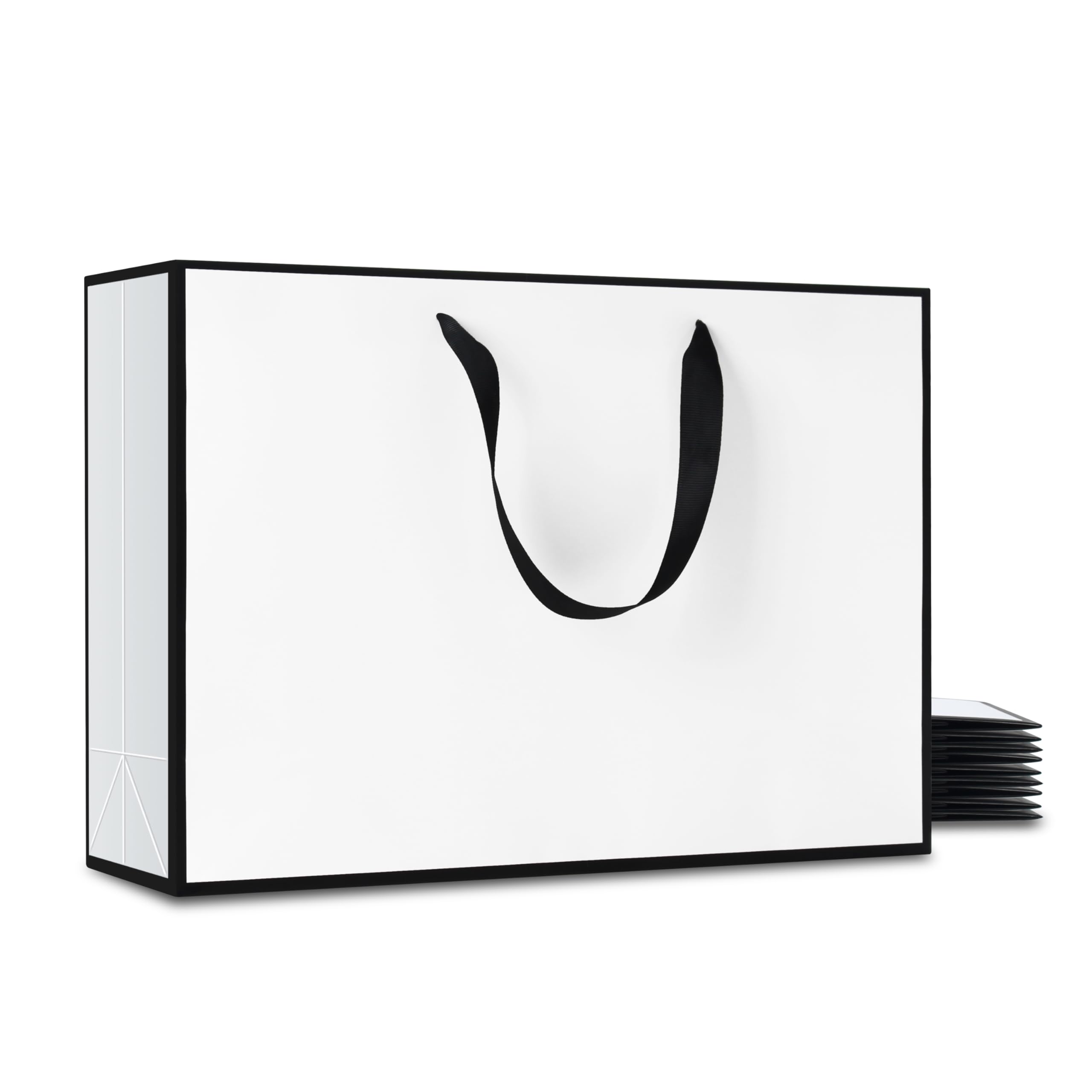 YACEYACE Large White Paper Gift Bags, 10Pcs 15.7"x4.7"x11" Extra Large White Gift Bags with Ribbon HandlesBulk, Heavy Duty Paper Shopping Bags