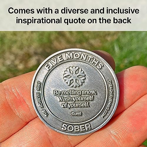 Image of The Achieve Mint 5 Months Sober Token | Five Month Sobriety Chip | Non-AA, Non-Religious Medallions for Men and Women Celebrating Sobriety