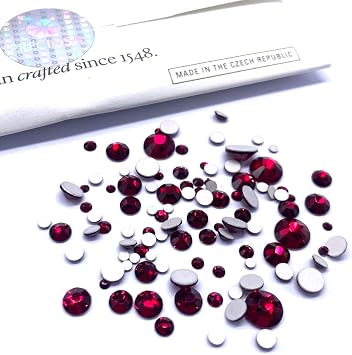 Siam red Preciosa Maxima Crystal Flatbacks No-Hotfix Mixed Sizes 2mm - 6mm