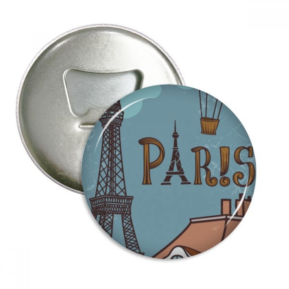Décapsuleur Tour Eiffel solide et badge aimanté rond pour une fixation durable