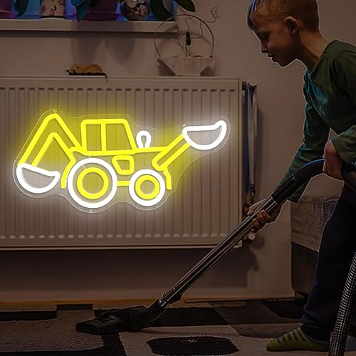 Miniatura 5 de Letrero de neón de excavadora para decoración de pared, construcción regulable, excavadora de vehículos, luz de neón LED, luz de neón para niños,