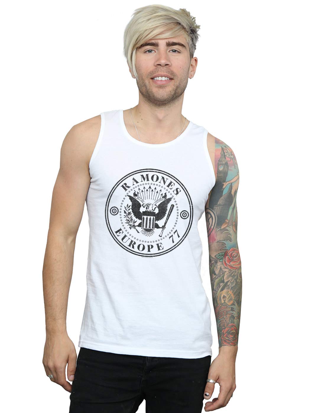 Absolute Cult Men's White Ramones Europe 77 Seal Vest XX-Large
