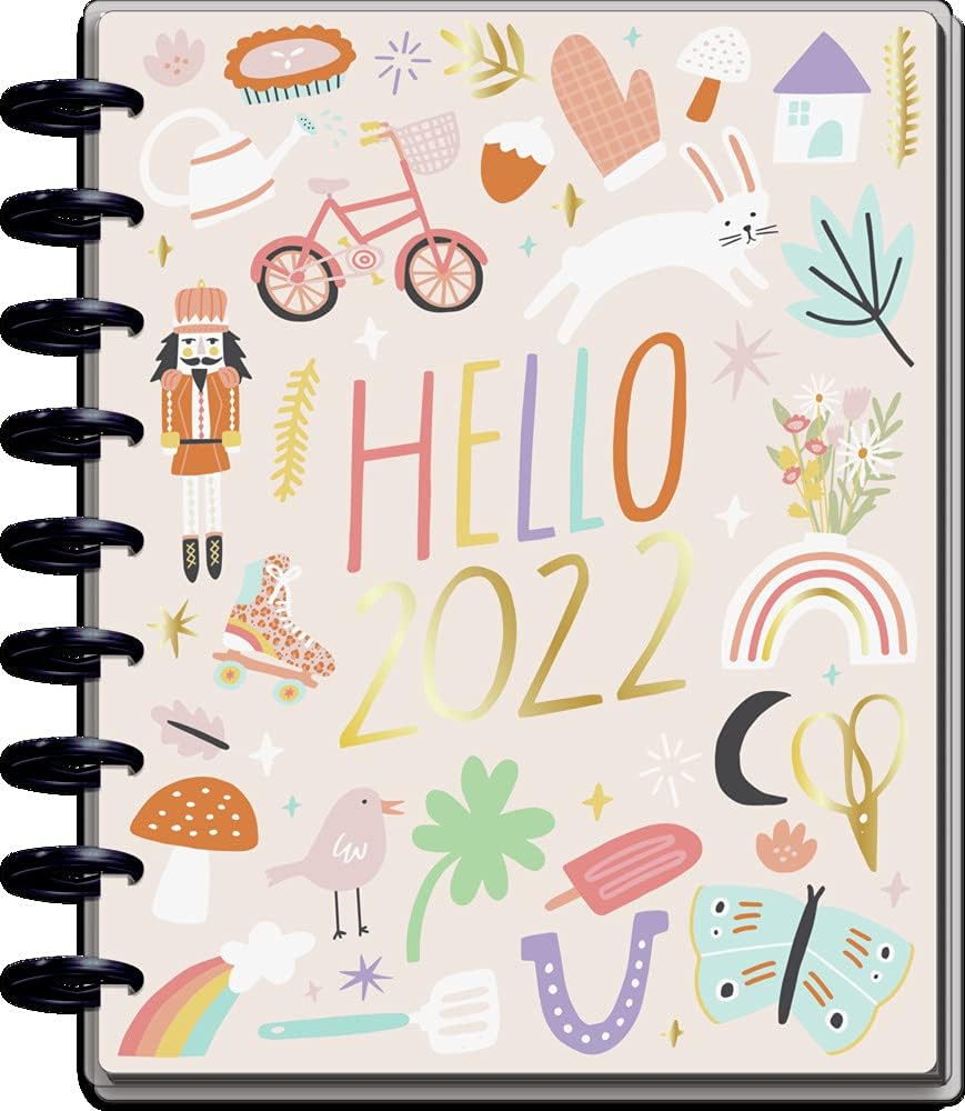 The Happy Planner Classic Sized 12 Month Diary Planner - Happy Seasons Theme - January 2022 - December 2022 - Colourblock Layout - Monthly & Weekly Disc-Bound Pages - 8.75" x 9.75" (22cm x 24.5cm)