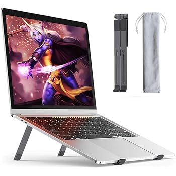 Amazon Runelves ノートパソコンスタンド ラップトップスタンド Pcスタンド専用 折りたたみ式アルミニウム合金軽量 11 15 6 インチのラップトップが利用可能 冷却手段調整可能な角度姿勢改善 灰 文房具 オフィス用品 文房具 オフィス用品