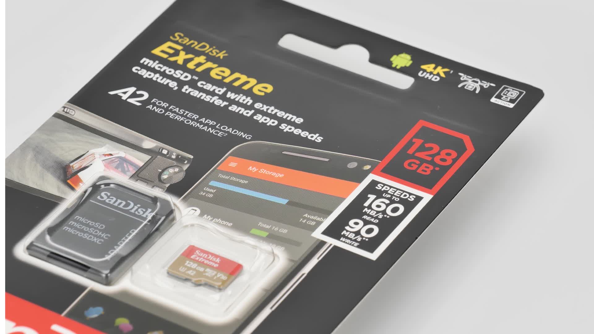 SanDisk Extreme 128 GB microSDXC Memory Card + SD Adapter with A2