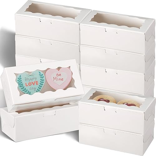 Sherr 200 cajas de macarrones de 4 x 2 x 1 pulgadas para 2, cajas pequeñas de panadería con ventana, cajas de galletas para tartas, contenedores de