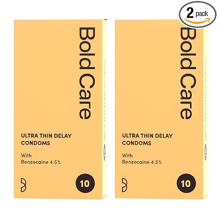 Bold Care Ultra Thin Long Last Condoms - Pack of 20 - Lubricated - Natural Latex