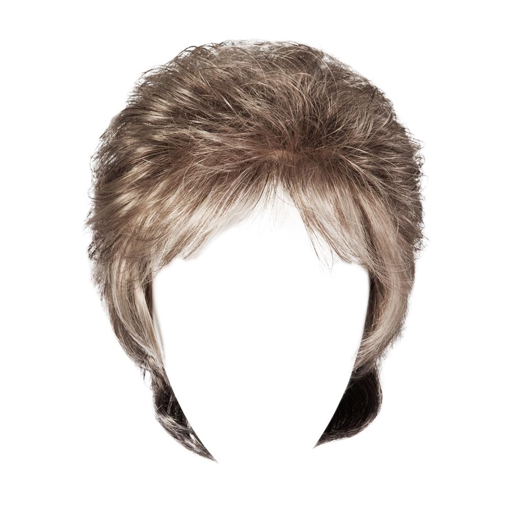 GaborInstinct Luxury Short Wavy Shag Wig With Extended Lace Front by Hairuwear, Petite Average Size Cap, G48+ Sugared Pecan