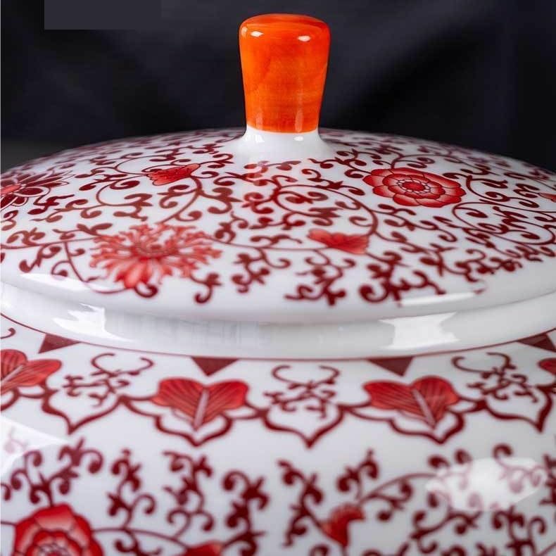Duży niebieski i biały kubek na herbatę owinięty ceramiczny słoik uszczelniony czarny herbata pu'er biała herbata garnek do przechowywania luzem pojemnik do przechowywania (A)