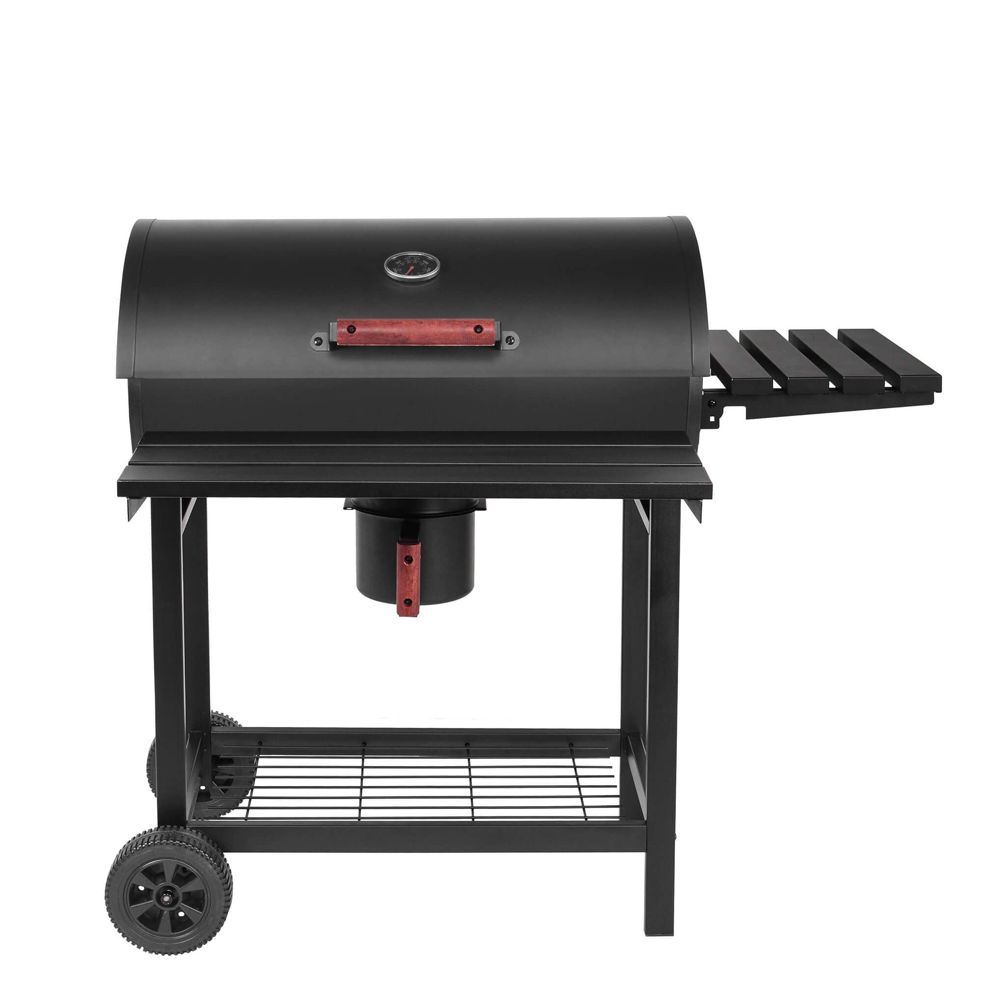 Milani Home - barbecue a carbonella, acciaio, affumicatore cottura lenta con ruote, nero