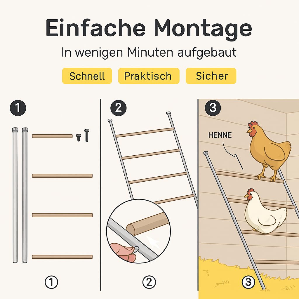 Stabile Hühner-Sitzleiter – Große Sitzstange für Hühner, Tauben & Enten, Robustes Material, wetterbeständig