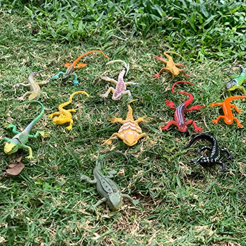 Momoplay 12Pcs Colorful Fake Lizard Toys, Reptile Lizard Action Figures, Chameleon Animal Playset For Gag Toys, Pranks Props, Birthday Gifts, Cup Cake Topper, Garden Decoration Figures For Kids #TOP5