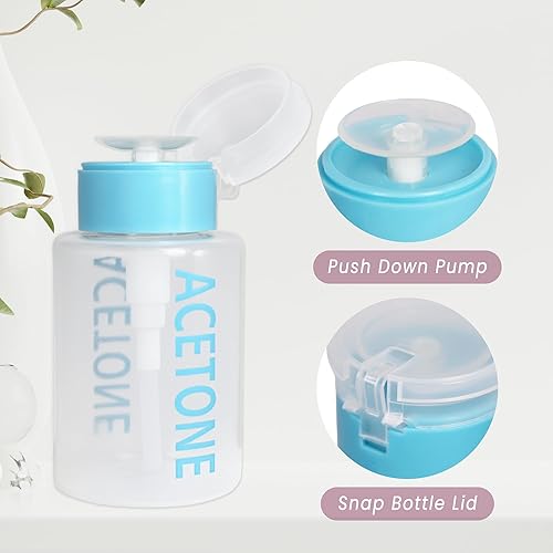 Vista 4 de Beauticom Dispensador de botellas vacías etiquetado con acetona azul de 6 onzas (Cantidad: 2 piezas)