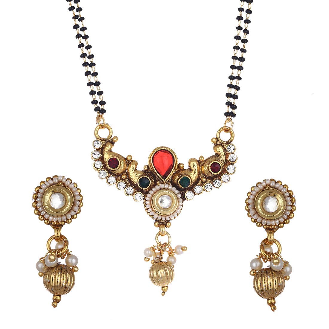 ZENEME Mangalsutra Gold Plated Copper Alloy Antique Tanmaniya Nallapusalu With Earrings Jewellery For Women (Style_2) (B01L1RZ0RS) Amazon Price History, Amazon Price Tracker