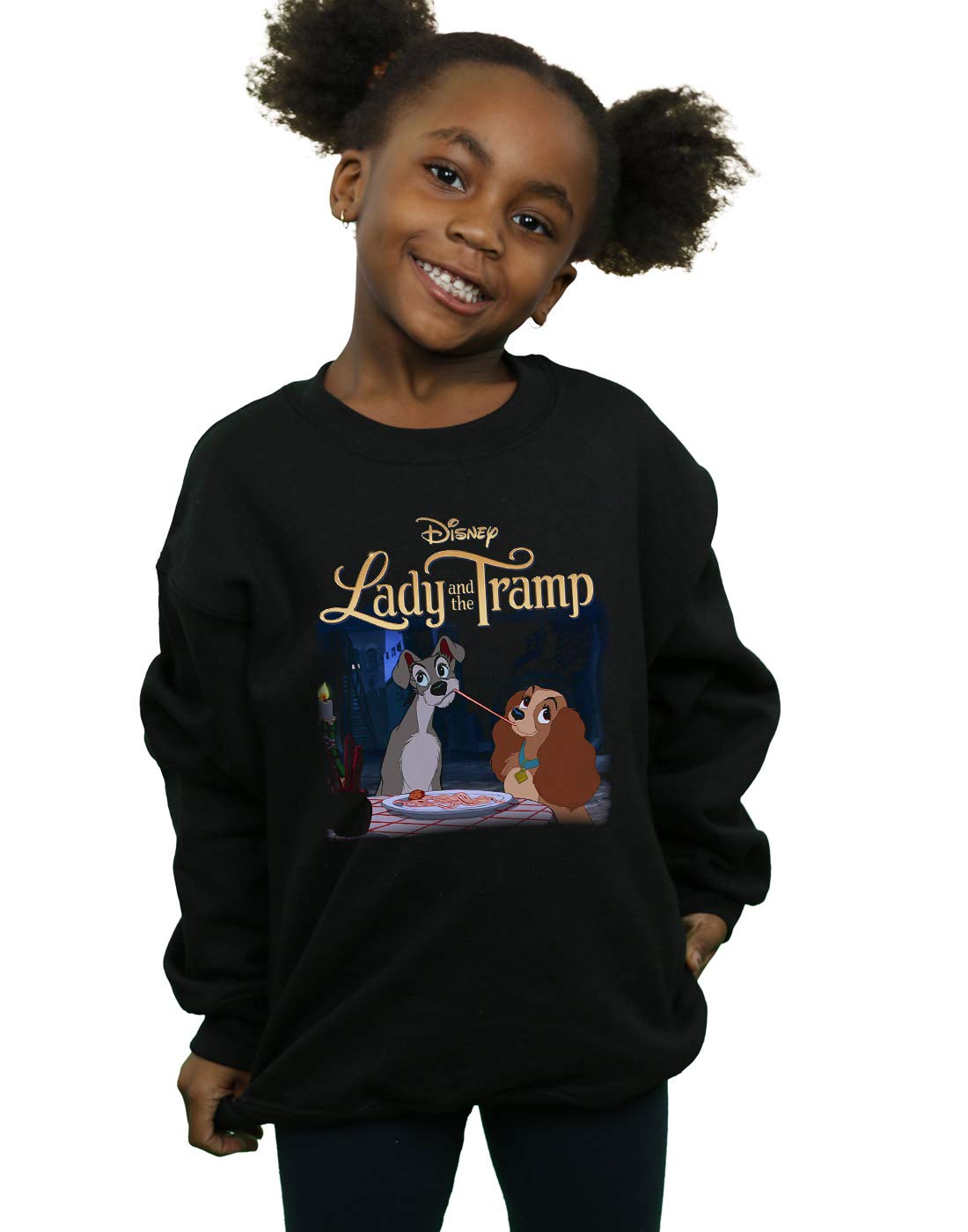 Absolute Cult Girls Black Disney Lady And The Tramp Homage Sweatshirt 9-11 Years