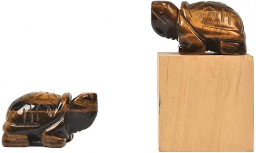 Miniatura 3 de Justinstones Ojo de tigre amarillo, cristal curativo, tortuga, tortuga, bolsillo, figuritas de piedra tallada, manualidades, decoración del hogar, 2