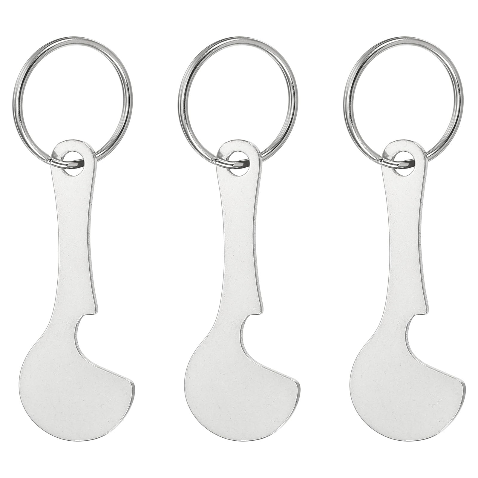 PATIKIL Shopping Trolley Token Key Ring, 3 Pack 2.3 Inch Stainless Steel Cart Remover Unlock Release Keychain for Grocery Shopping Carts, Silver Tone
