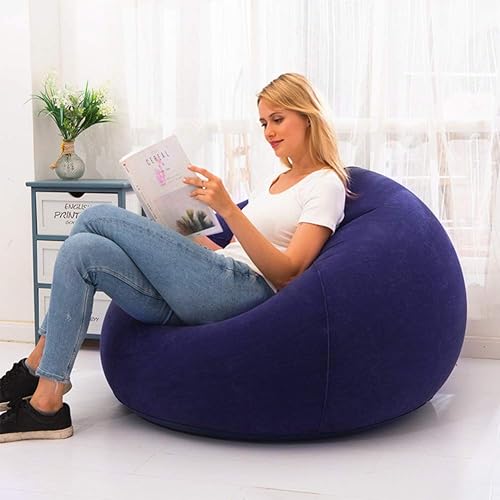 Miniatura 2 de Beanless - Silla inflable, sofá de aire, sofá reclinable, lavable para sala de estar, dormitorio, puff ultra suave (azul)