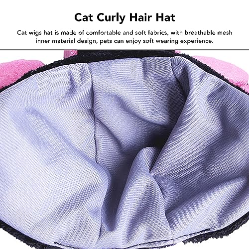 Gorro disfraz para perro y gato con peluca rizada negra miniatura 4
