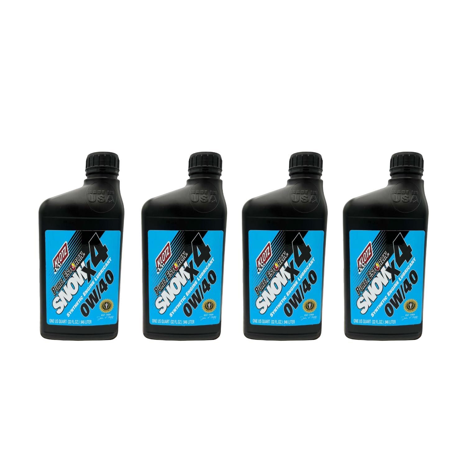 Klotz Snowmobile Oil, 4-Stroke Lube- Pure Estorlin Synthetic Engine Lubricant (OW/40 4 Pack)