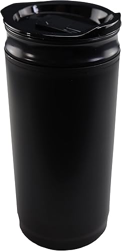 Iconikal Vaso de café aislado con prensa francesa incorporada, cafetera negra de 16 onzas para llevar, cafetera y taza de viaje aislada con tapa