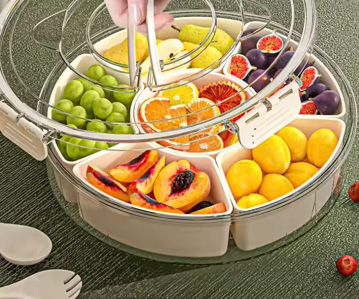 Image of Portable Divided Serving Tray Multi Purpose Large Kids Snack Spinner Snackle Box