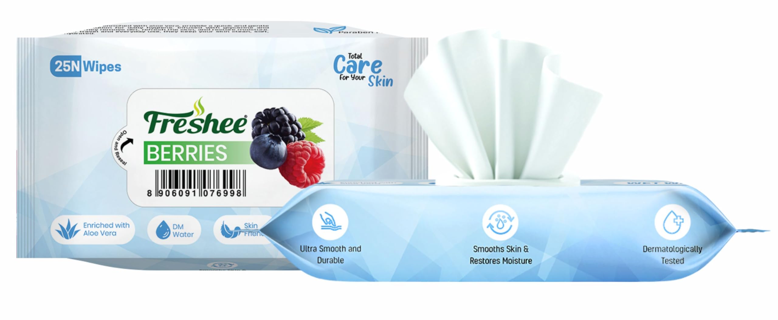 Freshee Wet Wipes | Suitable for All | Pack of 4 (25 Wipes Each) | Gentle on Skin | Enriched with Berries Fragrance for Fresh Feel | Travel Friendly & Pocket Size | Ideal for Home Office Use-image-10
