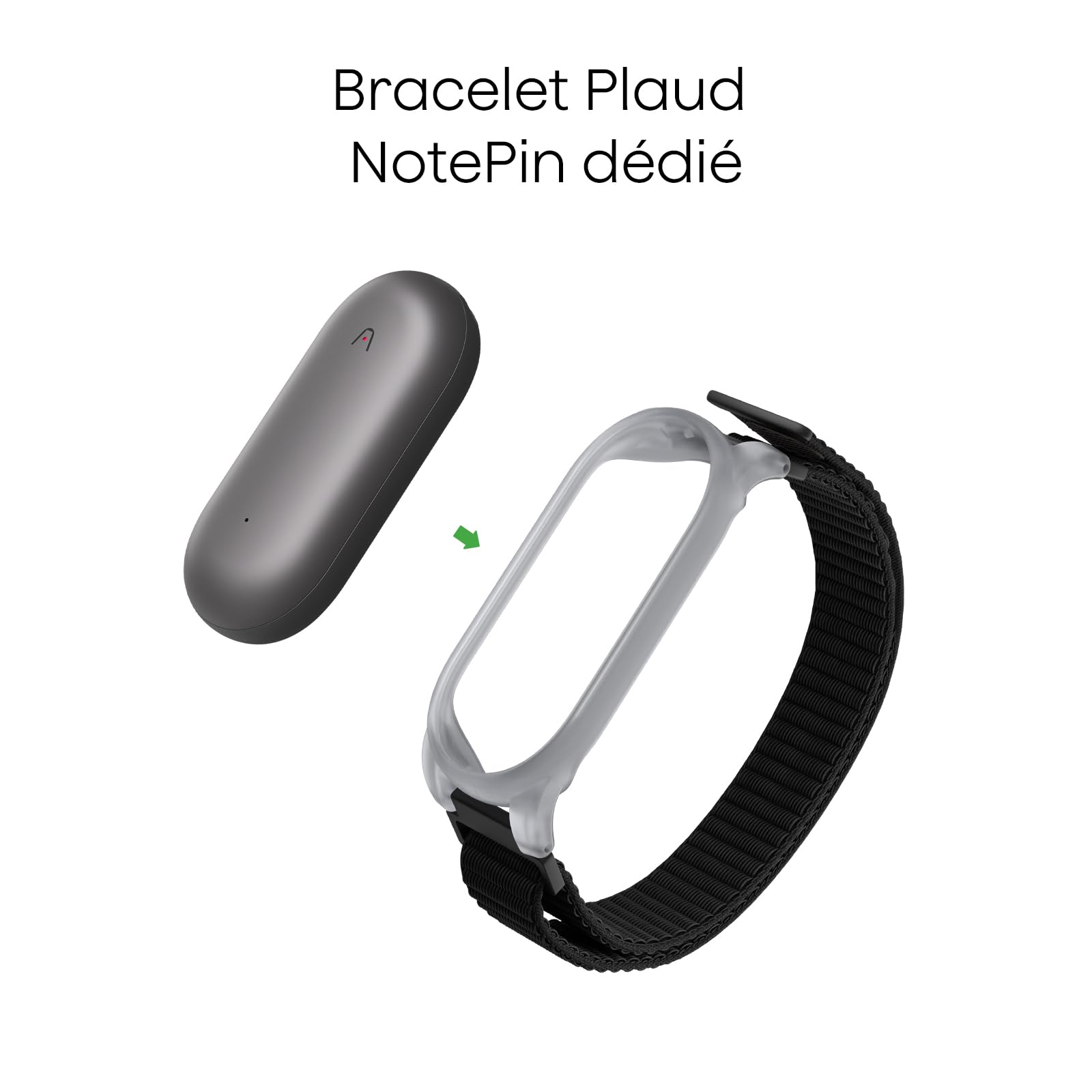 Plaud Bracelet NotePin, Sangle Ajustable Portable pour enregistreur Vocal IA NotePin, Bande Nylon Respirante, Fermeture Auto-agrippante. S’adapte aux Poignets (18,5 cm-23,5 cm)