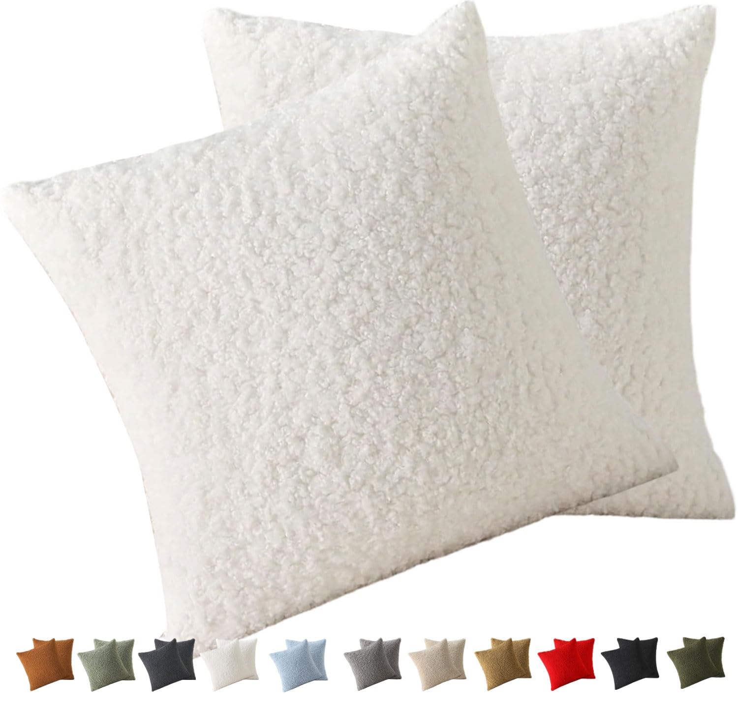 uyeoco Cushion Covers 50x70 30x50 60x80 60x60 80x80 - Luxury Teddy plush Rectangle/Square Throw Pillow Cases - Decorative Soft Pillowcase for Sofa Couch Bedroom with Zipper(White,30x50CM/12x20in)