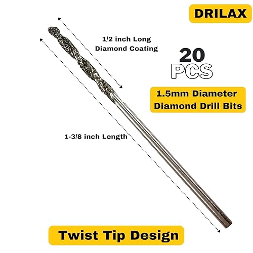 Miniatura 8 de Drilax - Juego de brocas de diamante de 0059in 20 unidades para joyería playa mar cristal conchas gemas 20 piezas