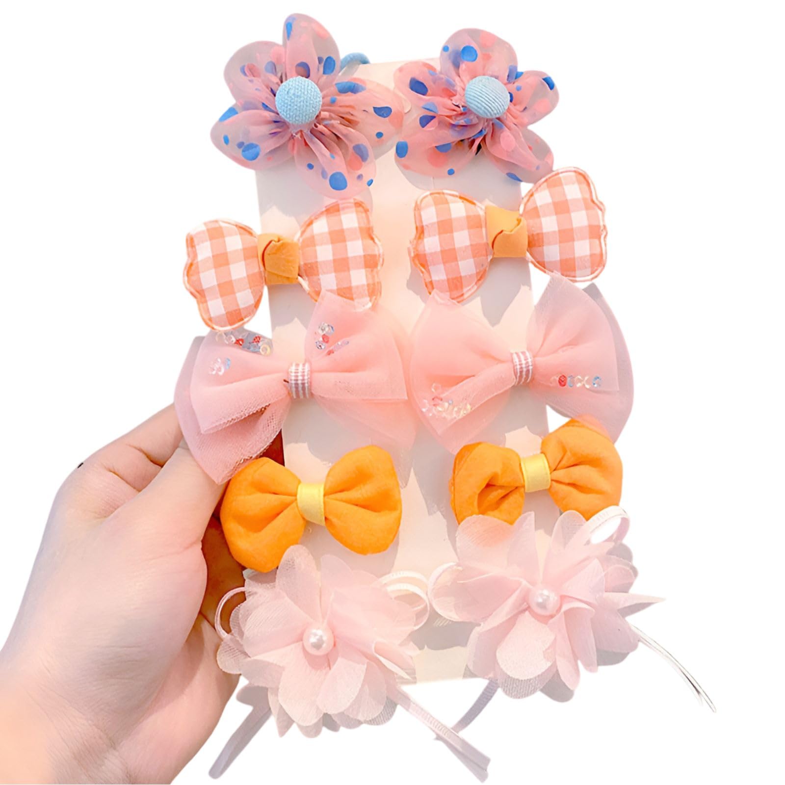 SYGA 10-Piece Baby Hair Clip Set for Girls Delicate Bows, Flowers, and Heart Patterns Hair Pin Soft and Charming - Orange