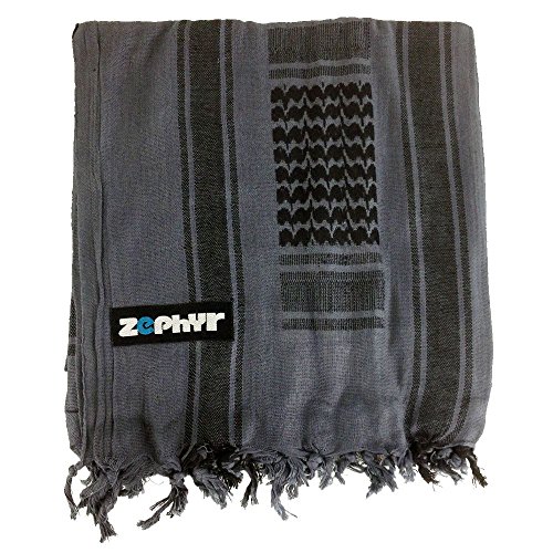 Zephyr Shemagh Tactical Desert Scarf - Grey/Black