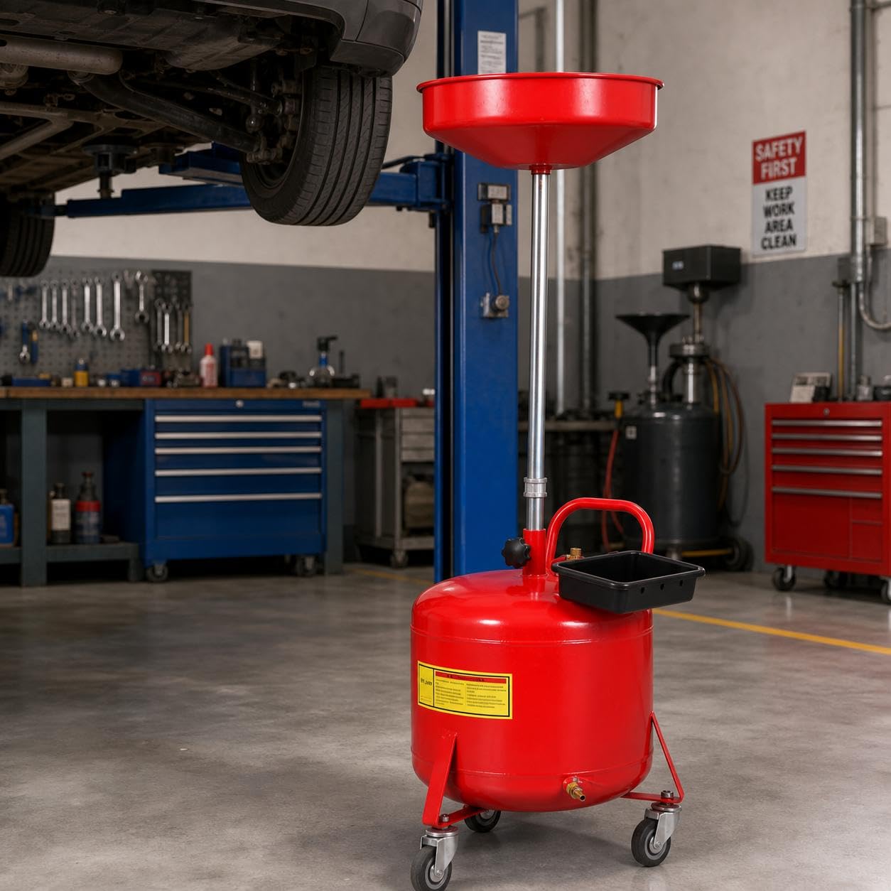GarveeHome Garage Boss 8 Gallon Air Operated Waste Oil Drain Tank with Wheels