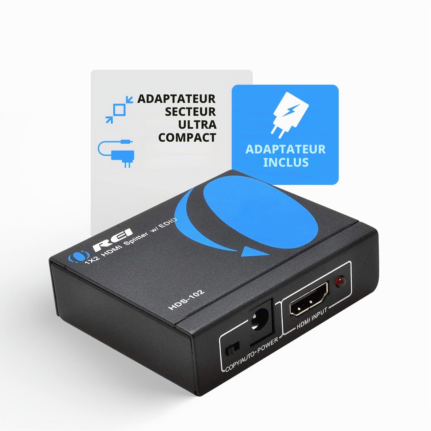 OREI Répartiteur HDMI 4K 1 entrée 2 Sorties – Ultra HD 4K @ 30 Hz 1 x 2 V 1.4 HDCP, Alimentation HDMI Prend en Charge 3D Full HD 1080p pour Xbox, PS4 PS3 Fire Stick Blu Ray Apple TV HDTV – Adaptateur